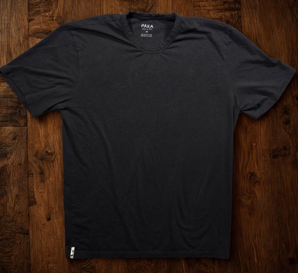 PAKA Royal Alpaca Pima Blend Essential Tee Shirt Black Medium Made in Peru
